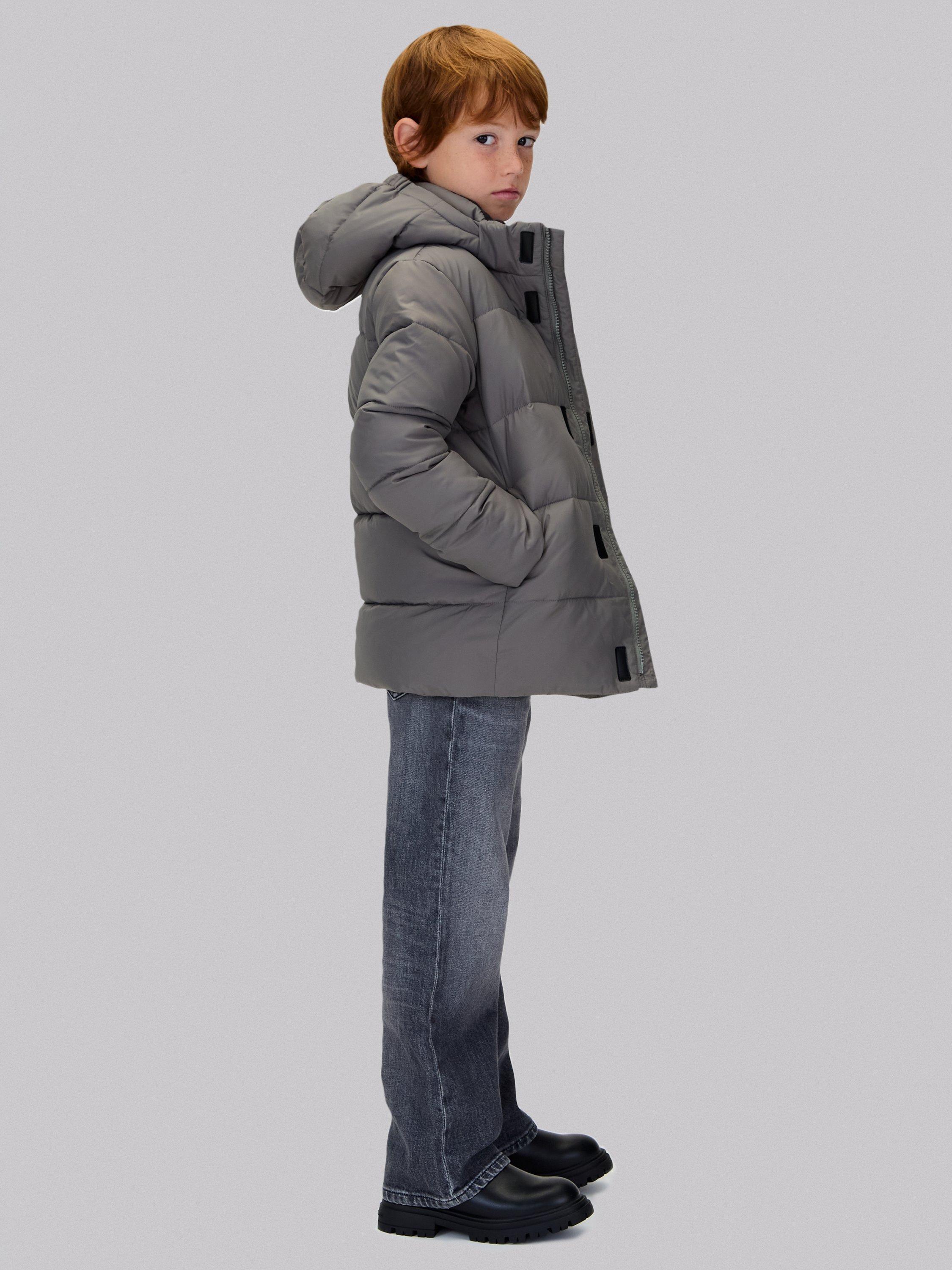Product image 4 of 11, which shows Calvin Klein Kids' Essential Puffer Jacket, Granite Gray, 4 years