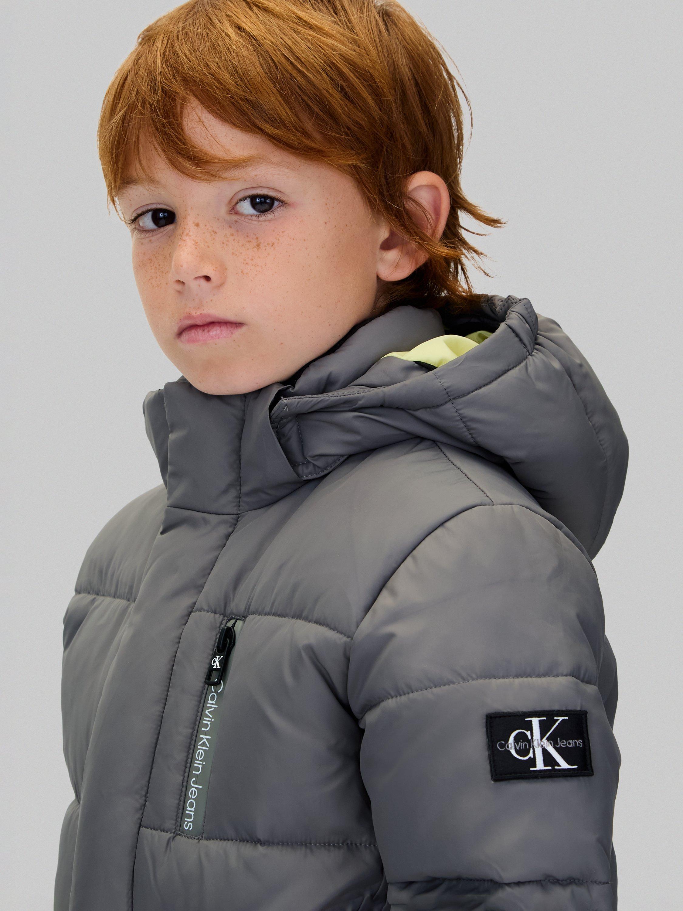 Product image 5 of 11, which shows Calvin Klein Kids' Essential Puffer Jacket, Granite Gray, 4 years