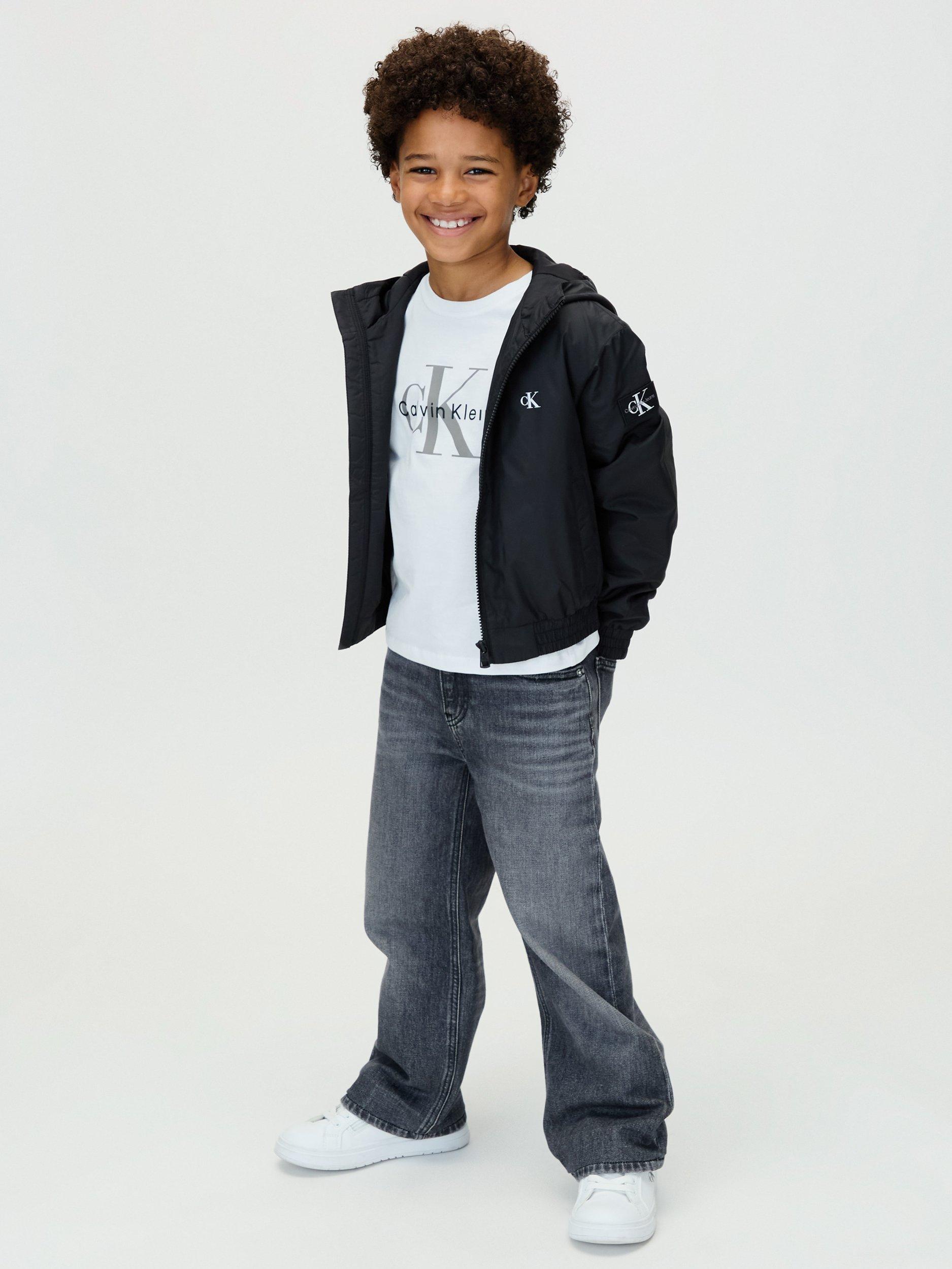 Product image 1 of 6, which shows Calvin Klein Kids' Padded Harrington Jacket, Ck Black, 4 years