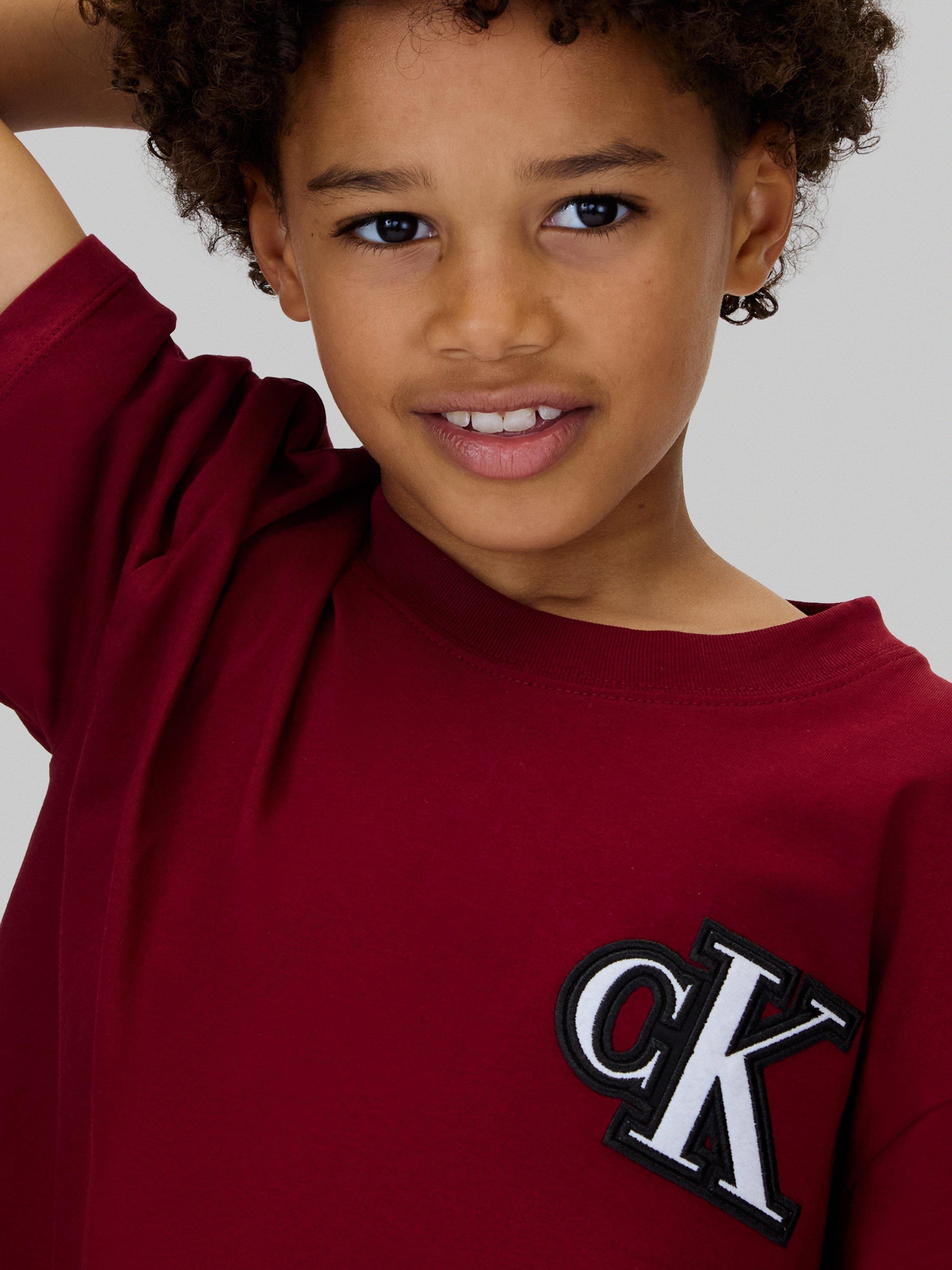 Product image 4 of 5, which shows Calvin Klein Kids' Logo T-Shirt, Raspberry Chocolate, 12 years