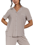 Loungeable Ribbed Traditional Short Sleeve Long Pyjama Set