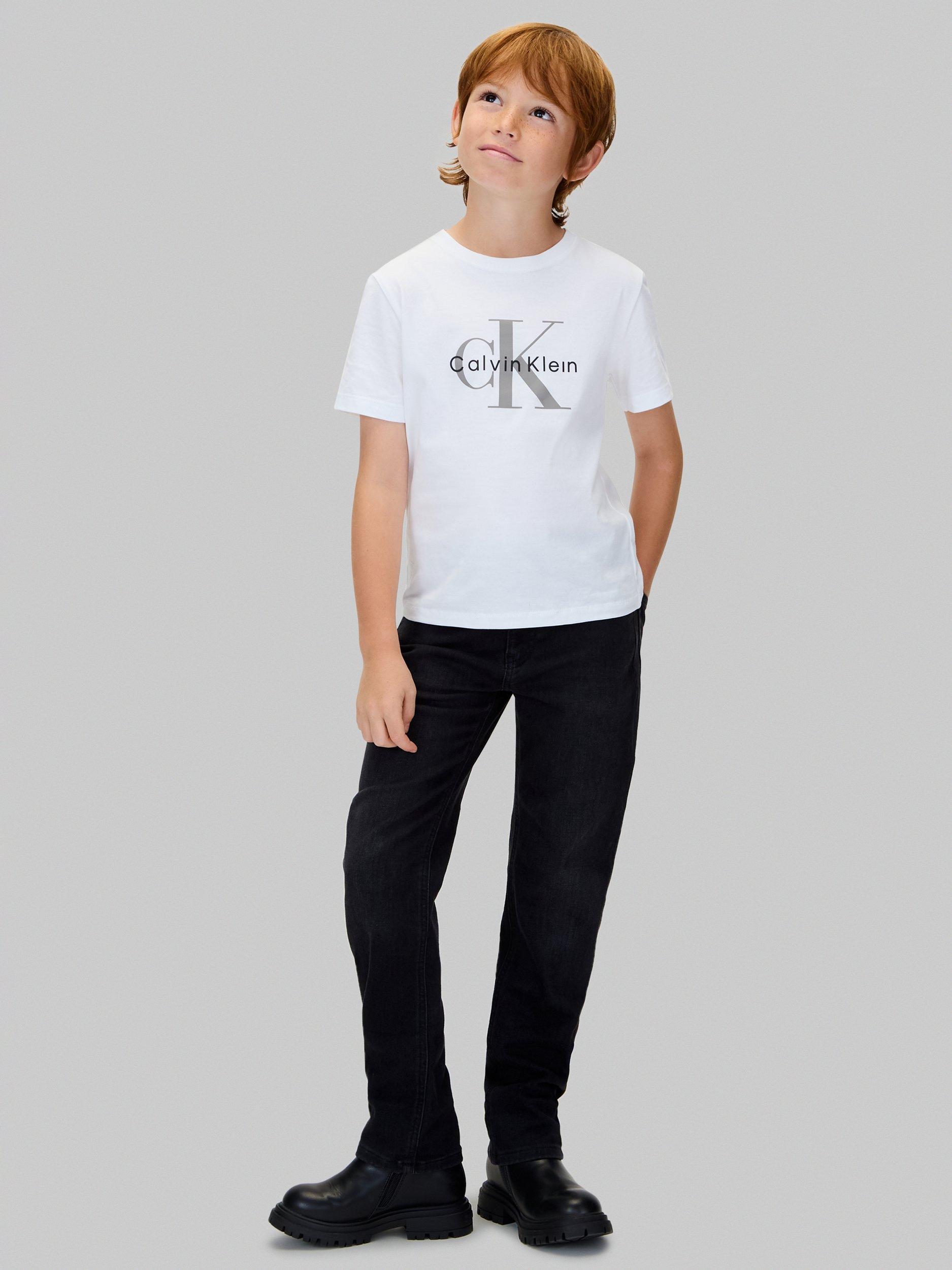 Product image 3 of 5, which shows Calvin Klein Kids' Regular Straight Washed Jeans, Washed Black, 6 years