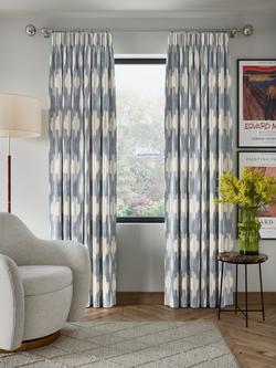 John Lewis Alta Weave Pair Lined Pencil Pleat Curtains, Blue