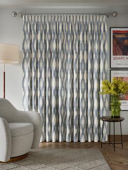 John Lewis Alta Weave Pair Lined Pencil Pleat Curtains - view 2, Blue