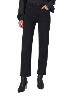 rag & bone Harlow Mid Rise Straight Jeans, Black - view 2, Black