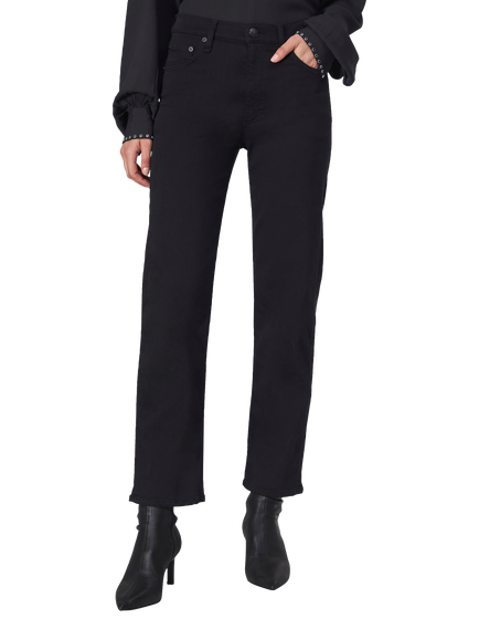 rag & bone Harlow Mid Rise Straight Jeans, Black - view 2, Black