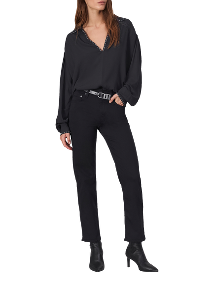 rag & bone Harlow Mid Rise Straight Jeans, Black, Black