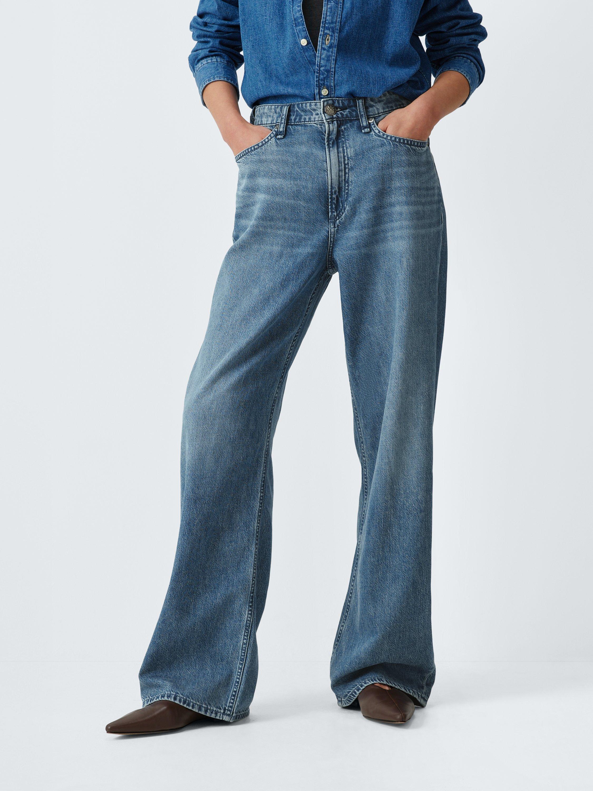 Product image 1 of 6, which shows rag & bone Logan Mid Rise Wide Leg Jeans, River, 24