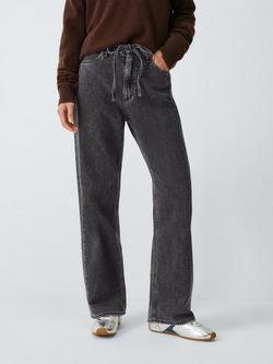 rag & bone Phoebe Drawstring Wide Leg Jeans, Black, Black