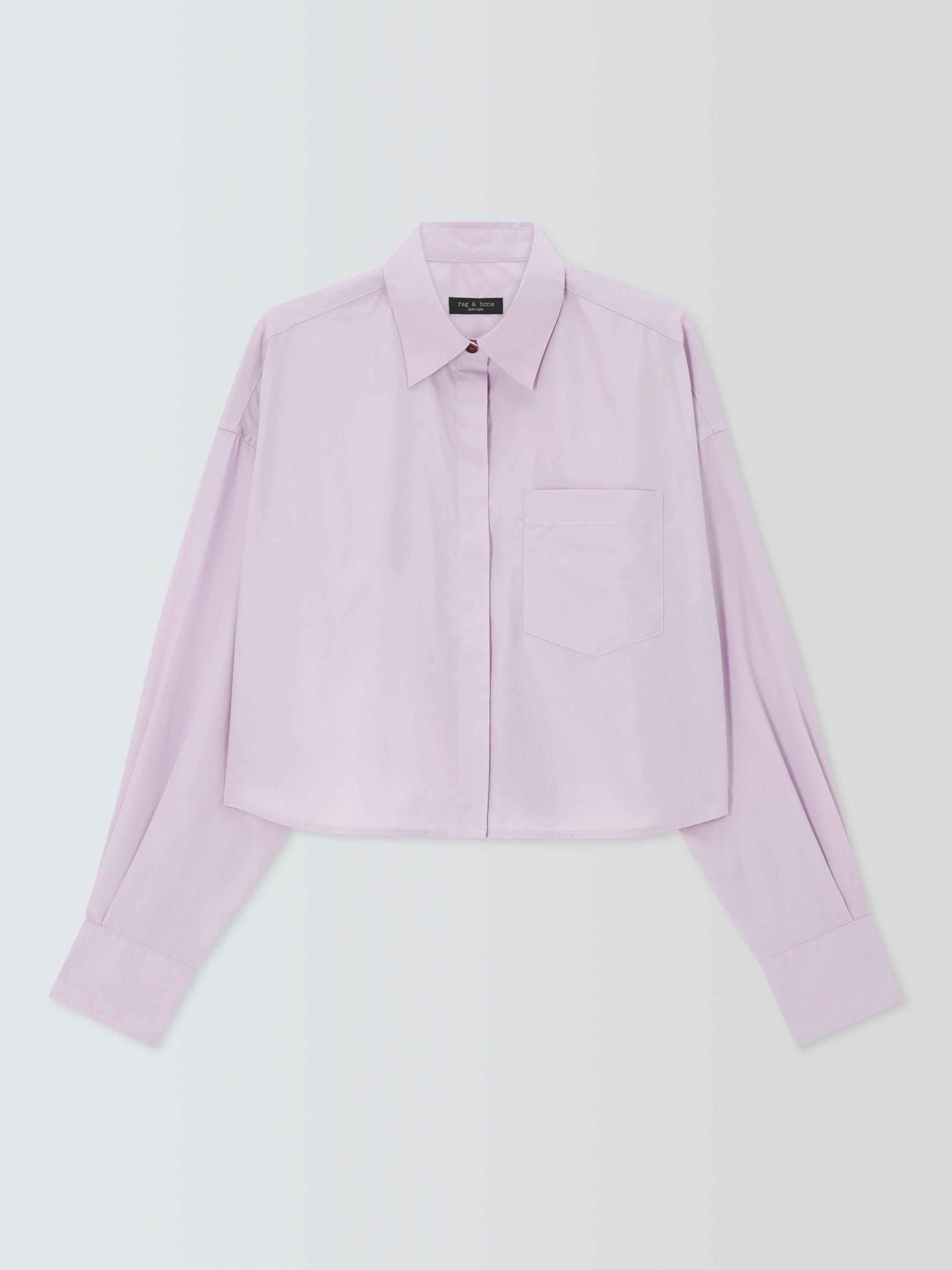 Product image 1 of 1, which shows rag & bone Marin Cropped Shirt, Lilac, S
