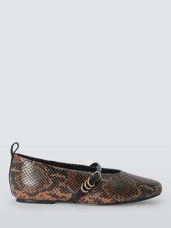 rag & bone Spire Snakeskin Leather Mary Jane Ballerina Pumps, Brown, Brown
