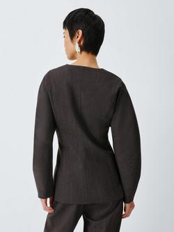 John Lewis Barrel Sleeve Wool Blend Jacket, Burgundy - view 2, Burgundy