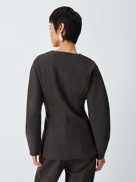 John Lewis Barrel Sleeve Wool Blend Jacket, Burgundy - view 2, Burgundy