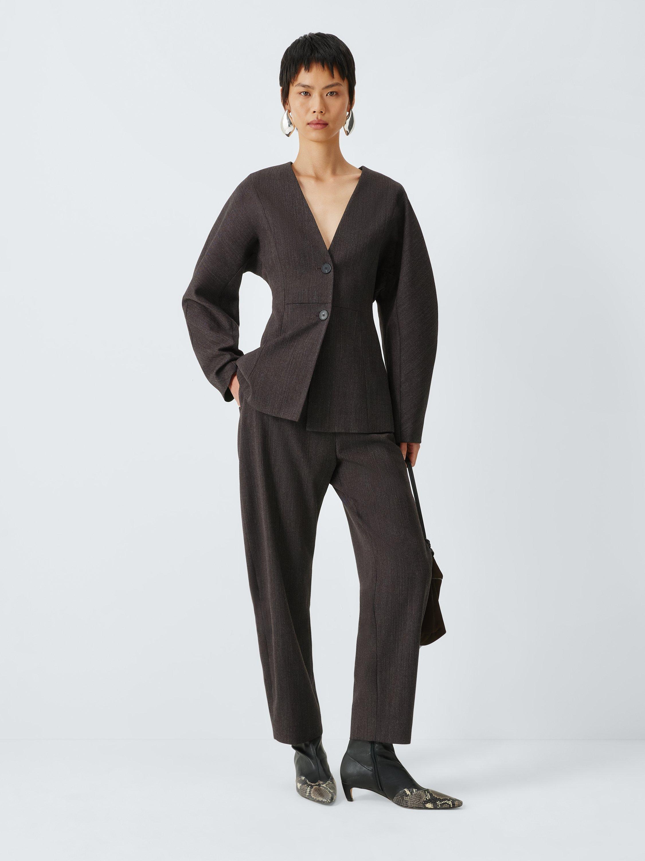 Product image 3 of 6, which shows John Lewis Barrel Sleeve Wool Blend Jacket, Burgundy, 12