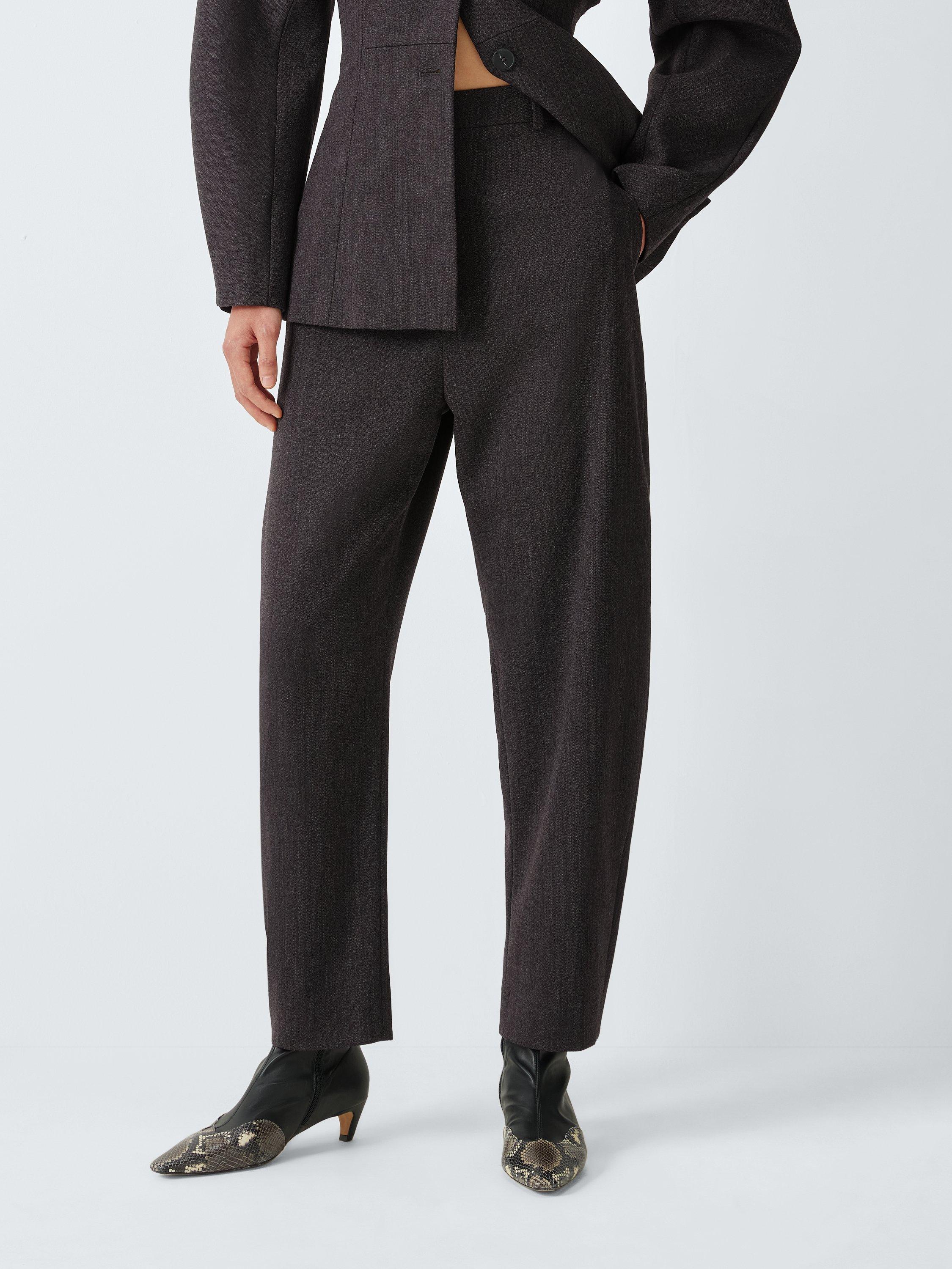 Product image 1 of 6, which shows John Lewis Barrel Leg Wool Blend Trousers, Burgundy, 12