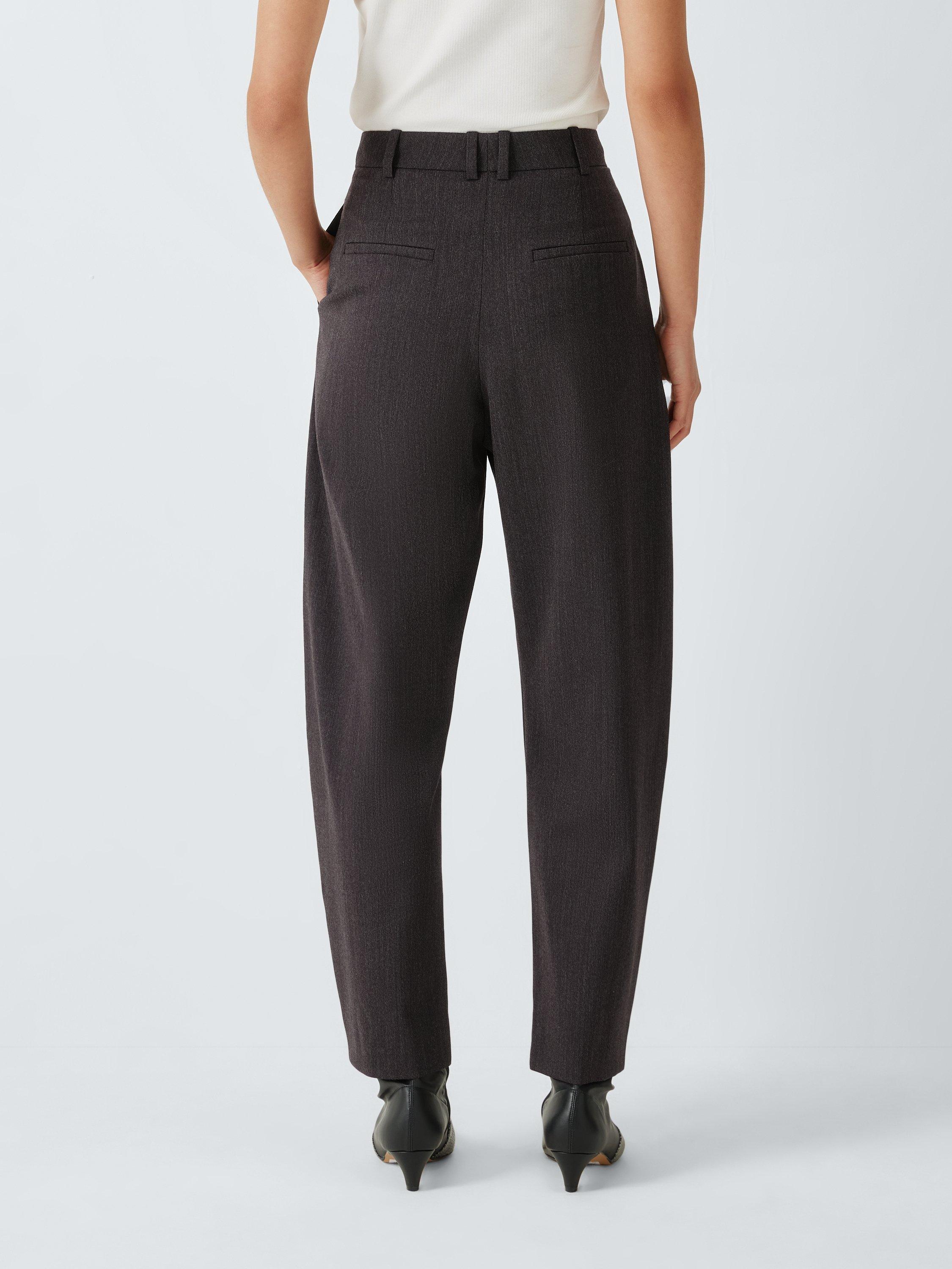 Product image 2 of 6, which shows John Lewis Barrel Leg Wool Blend Trousers, Burgundy, 12