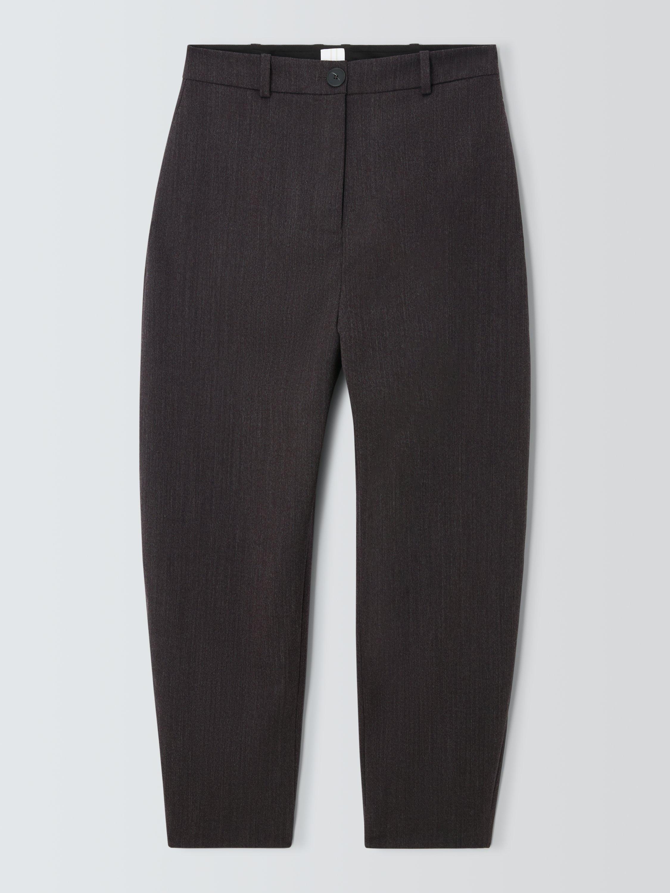 Product image 4 of 6, which shows John Lewis Barrel Leg Wool Blend Trousers, Burgundy, 12