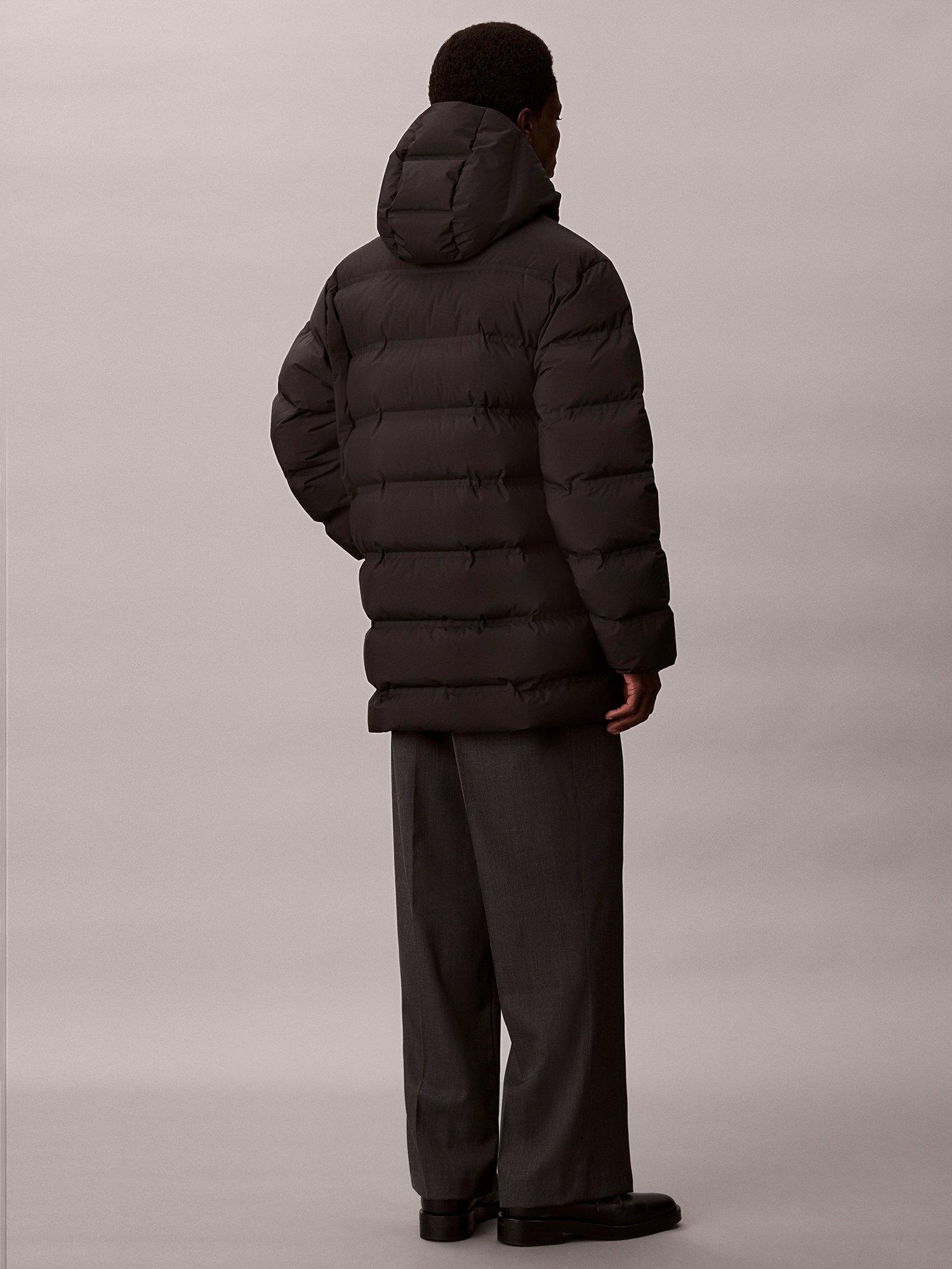 Product image 2 of 6, which shows Calvin Klein Hooded Zip Front Puffer Coat, Black, XS