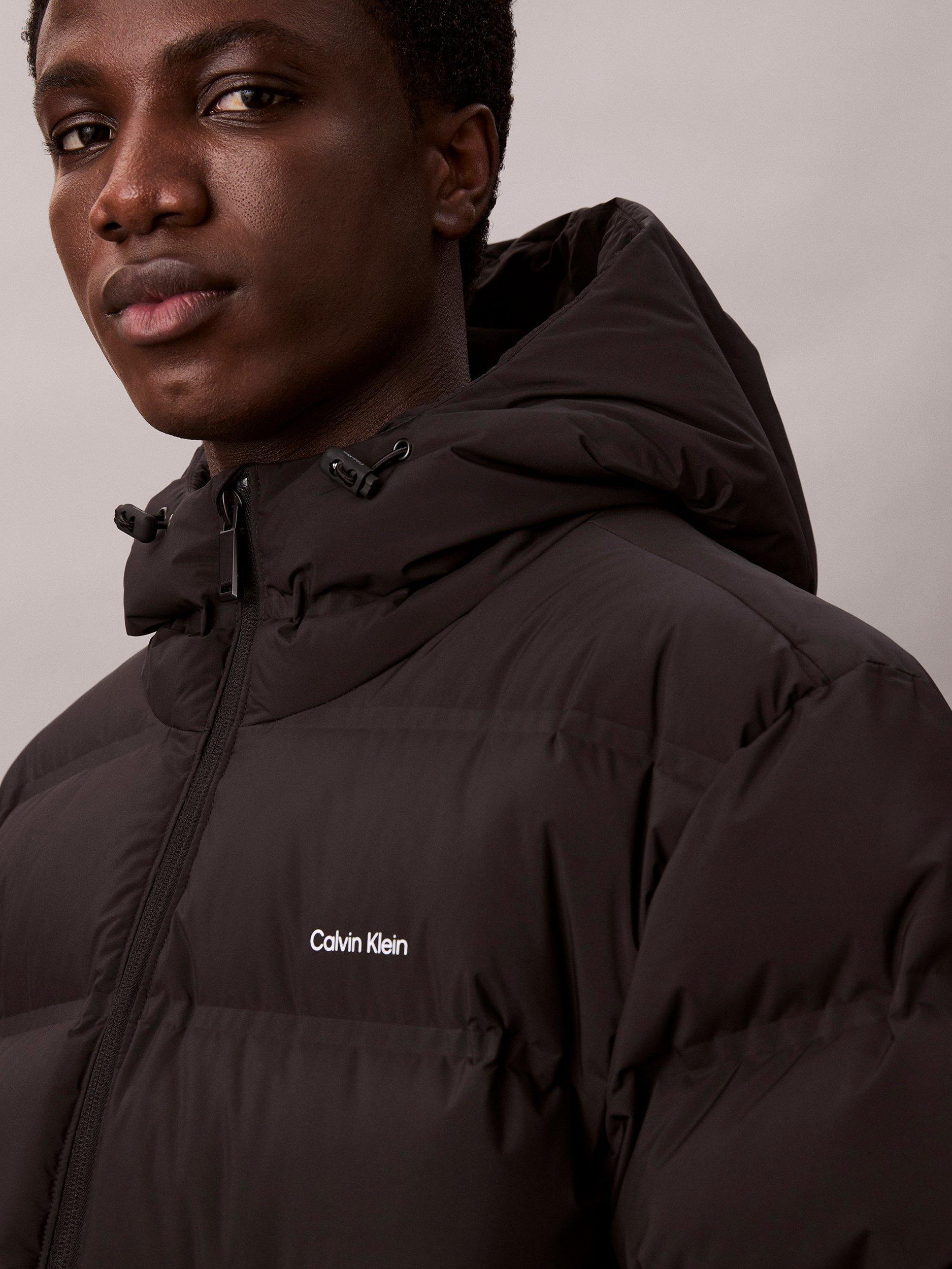 Product image 4 of 6, which shows Calvin Klein Hooded Zip Front Puffer Coat, Black, XS