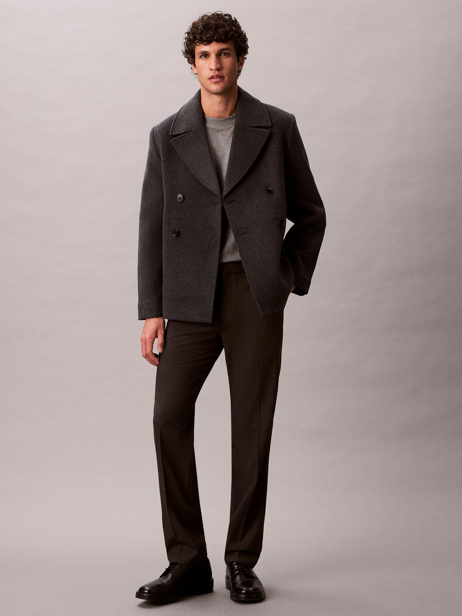 Calvin Klein Double Breasted Peacoat, Charcoal