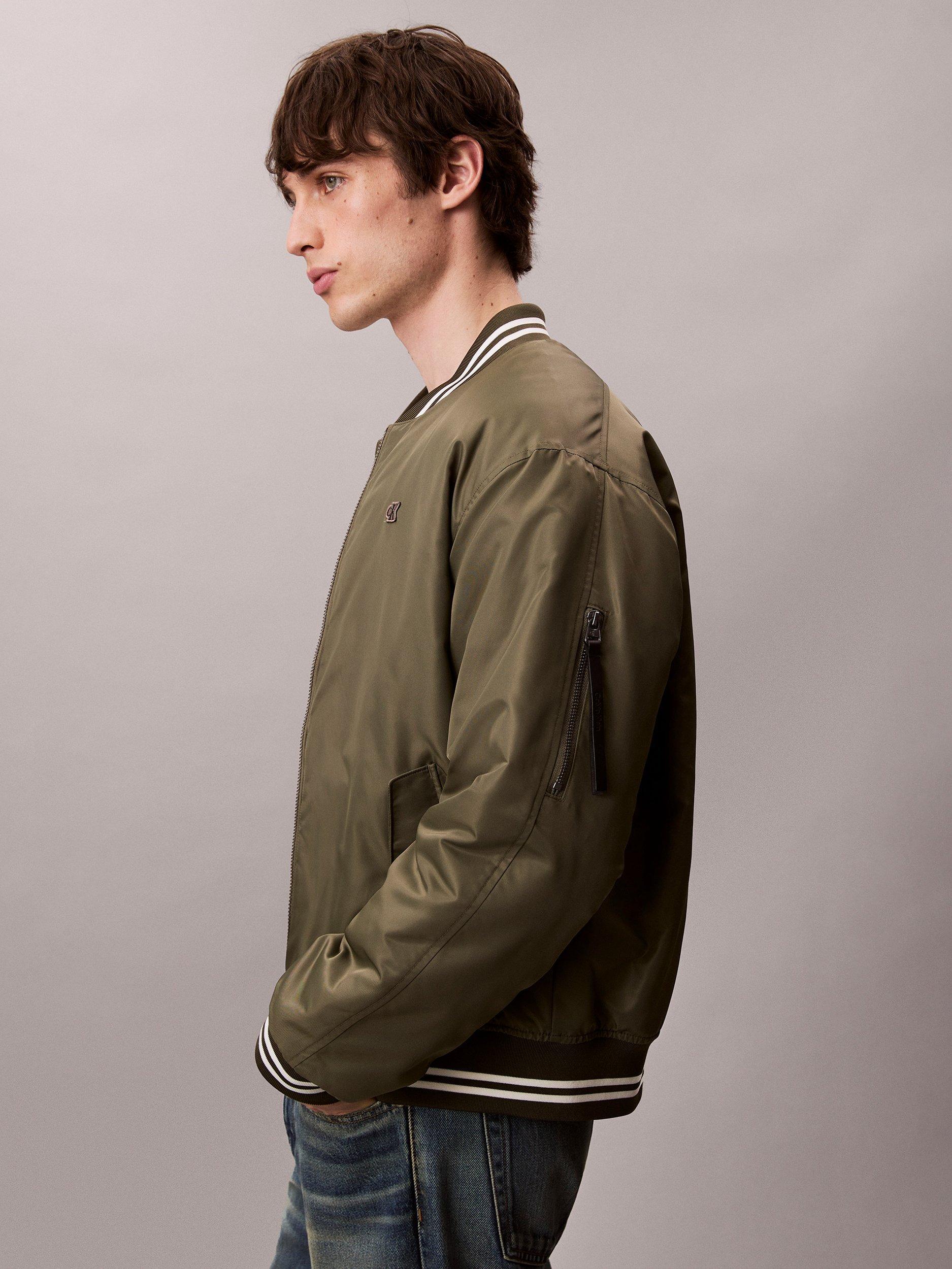 Product image 3 of 6, which shows Calvin Klein Tipped Bomber Jacket, Dusty Olive, L