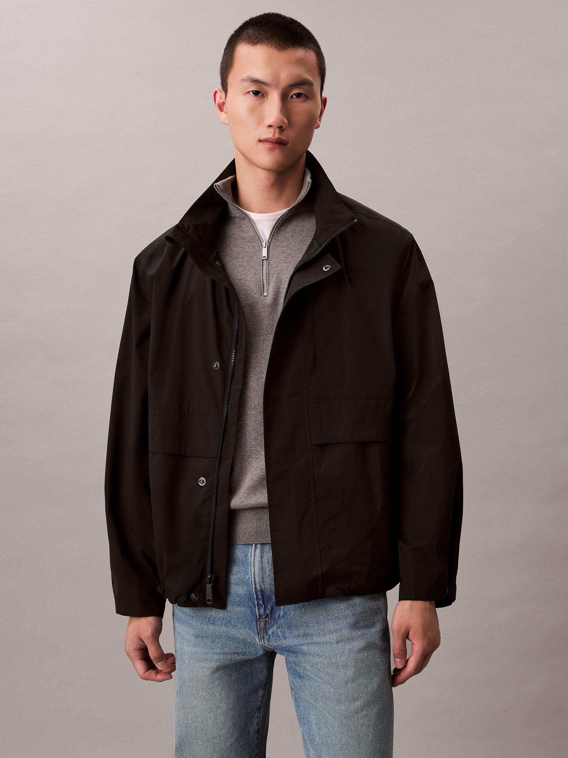 Product image 1 of 6, which shows Calvin Klein Hooded Utility Jacket, Black, XS