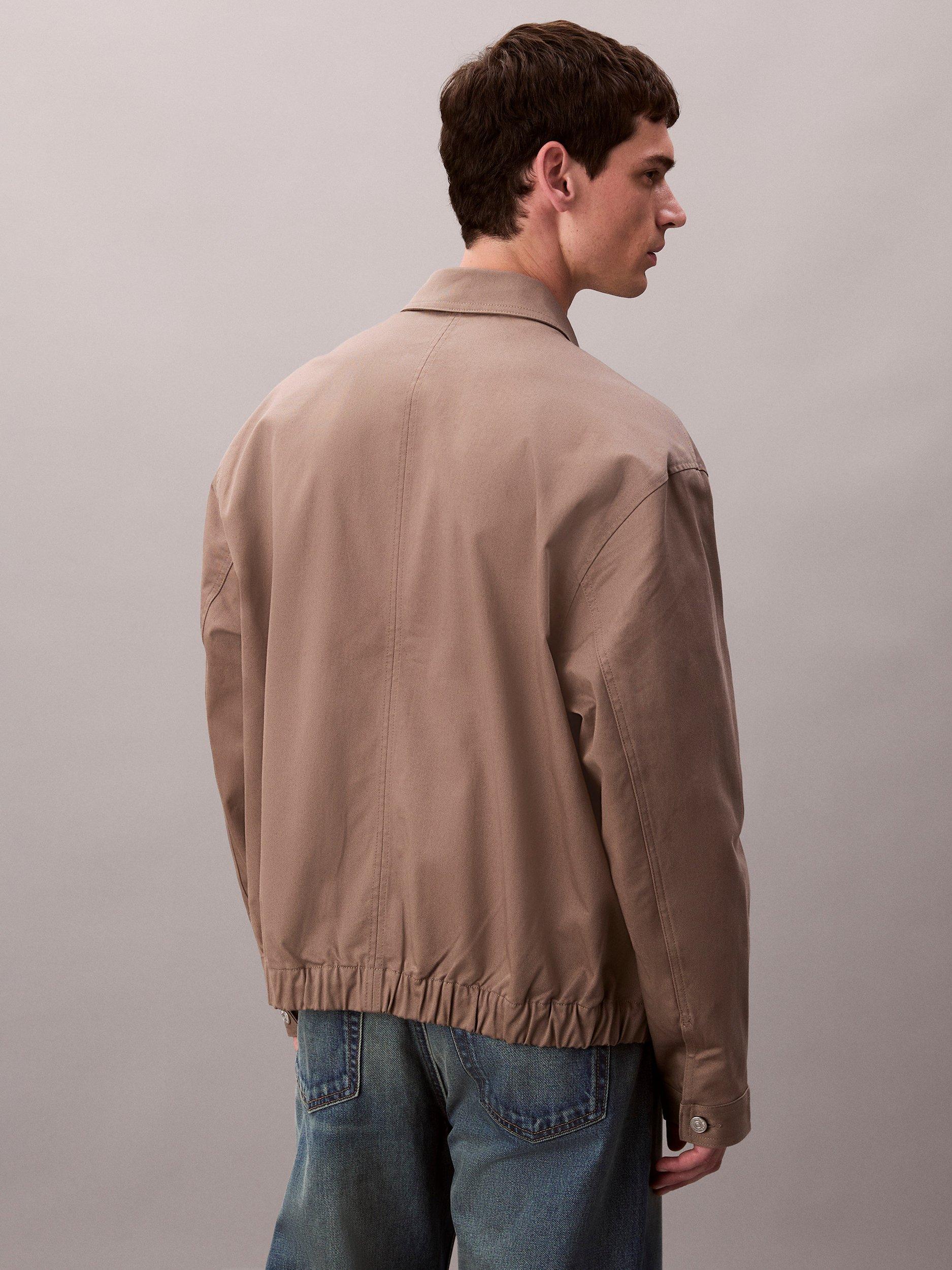 Product image 2 of 7, which shows Calvin Klein Cotton Zip-Through Utility Jacket, Taupe Tone, S