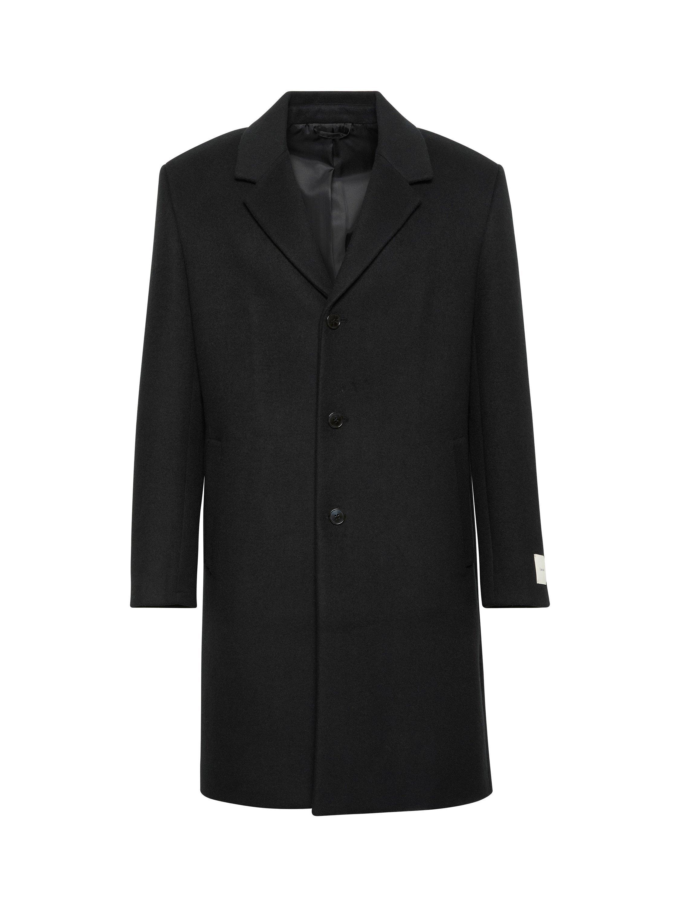 Product image 1 of 2, which shows Calvin Klein Wool Blend Overcoat, Black, M