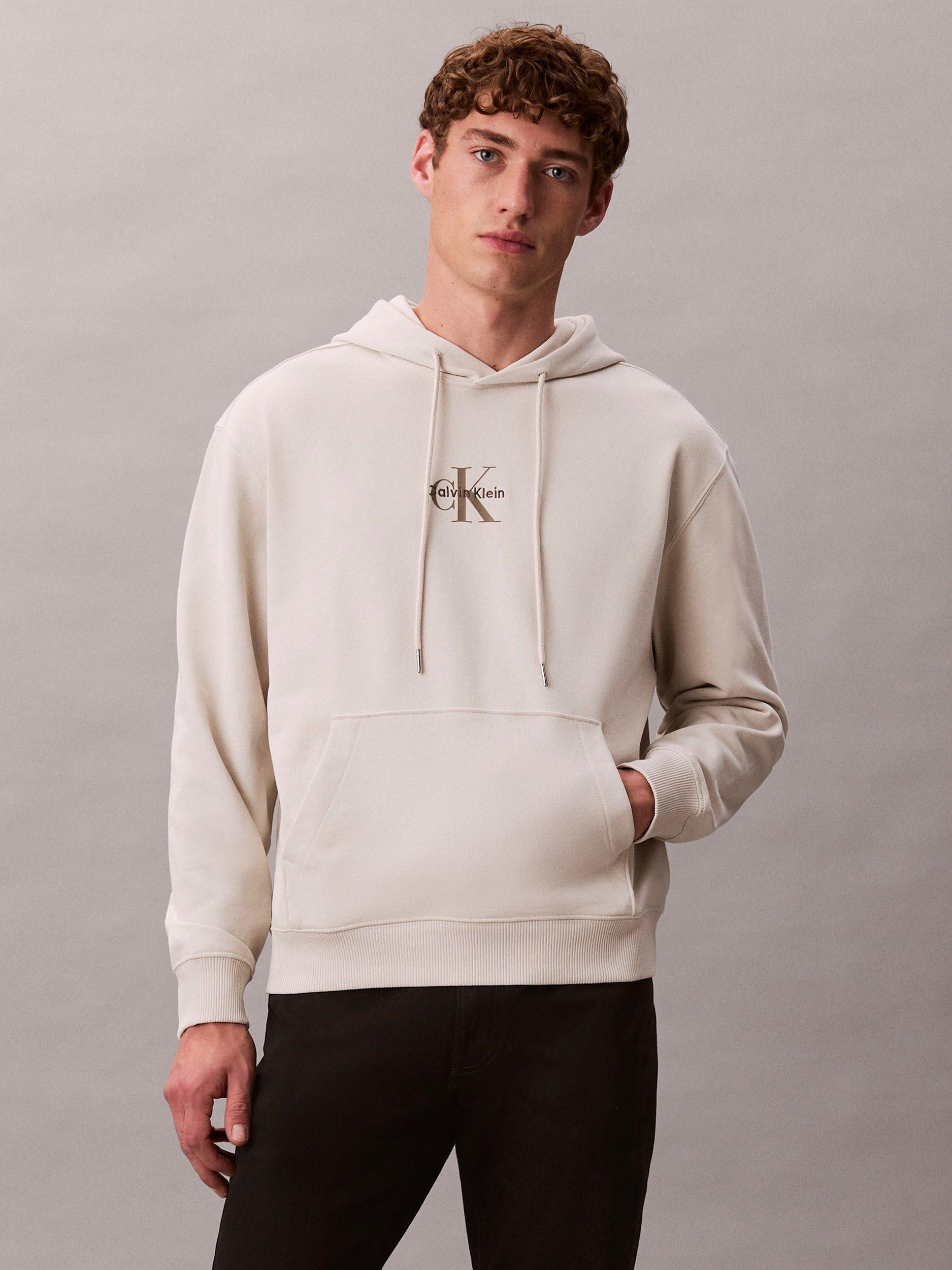 Product image 1 of 5, which shows Calvin Klein Cotton Terry Hoodie, Chalk, XS