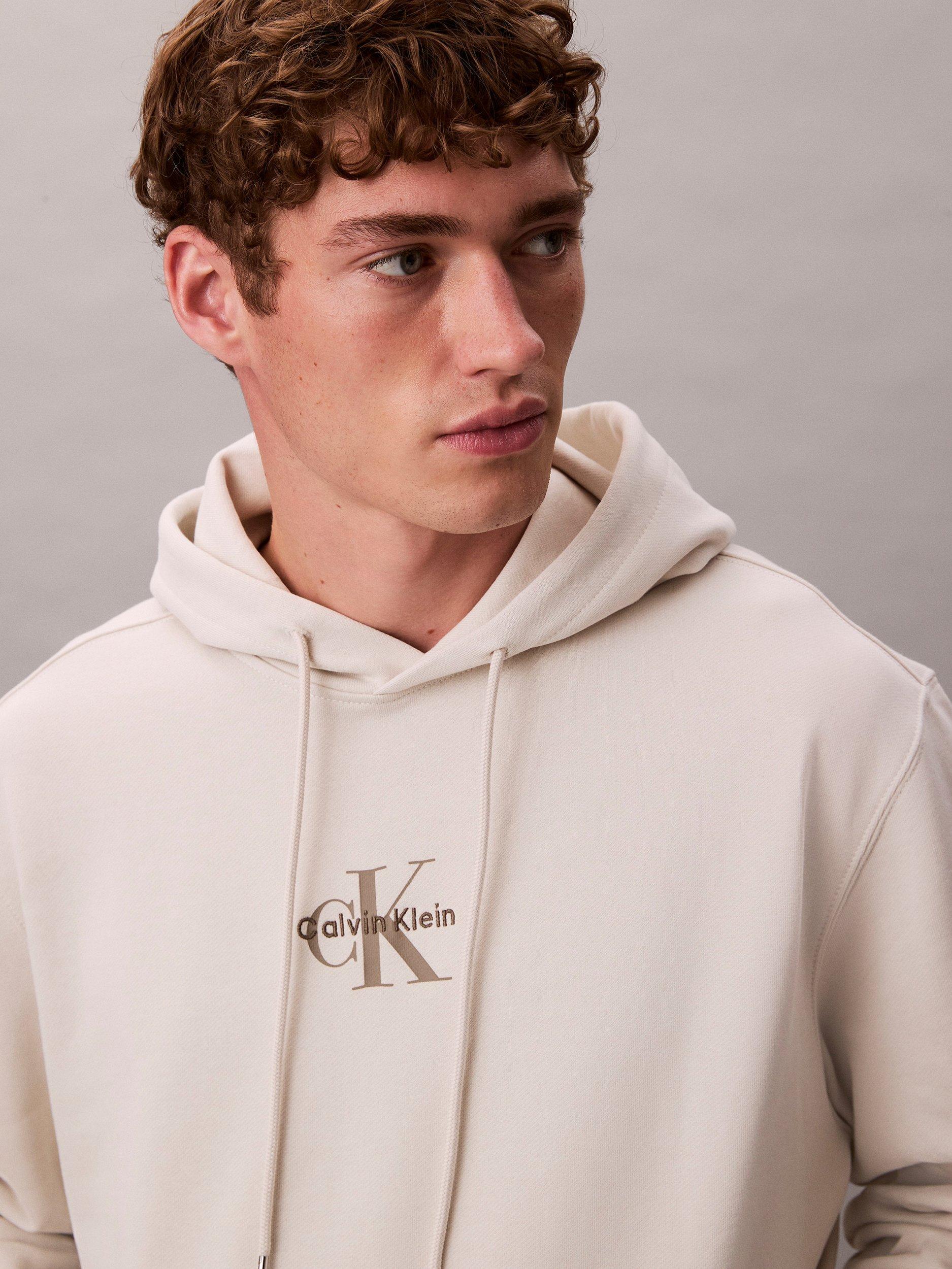 Product image 3 of 5, which shows Calvin Klein Cotton Terry Hoodie, Chalk, XS