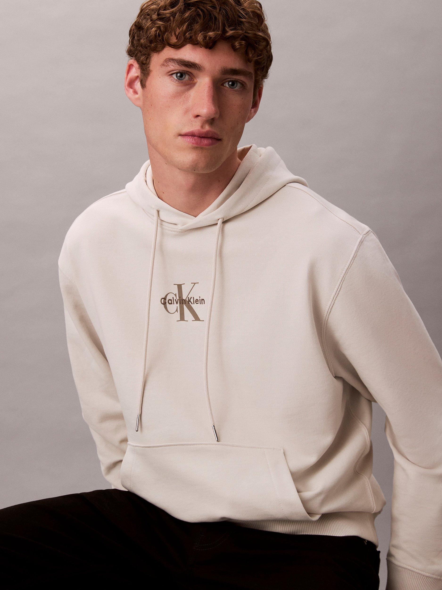 Product image 4 of 5, which shows Calvin Klein Cotton Terry Hoodie, Chalk, XS