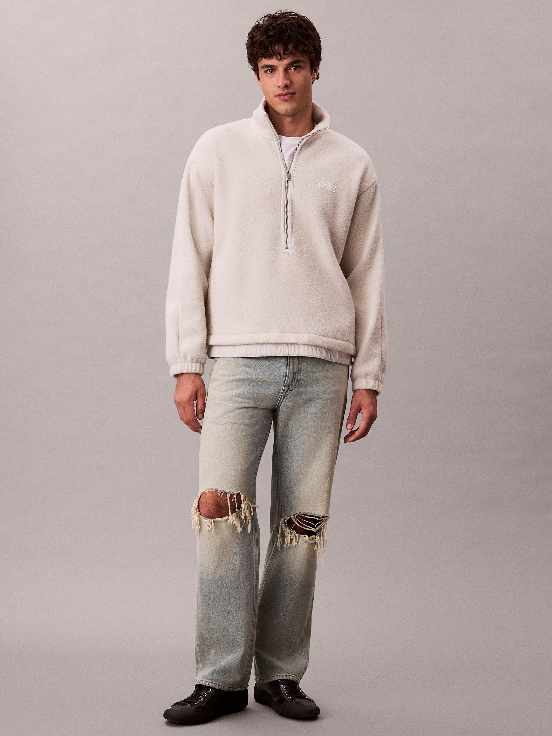 Product image 3 of 6, which shows Calvin Klein Polar Fleece Top, Chalk, XS