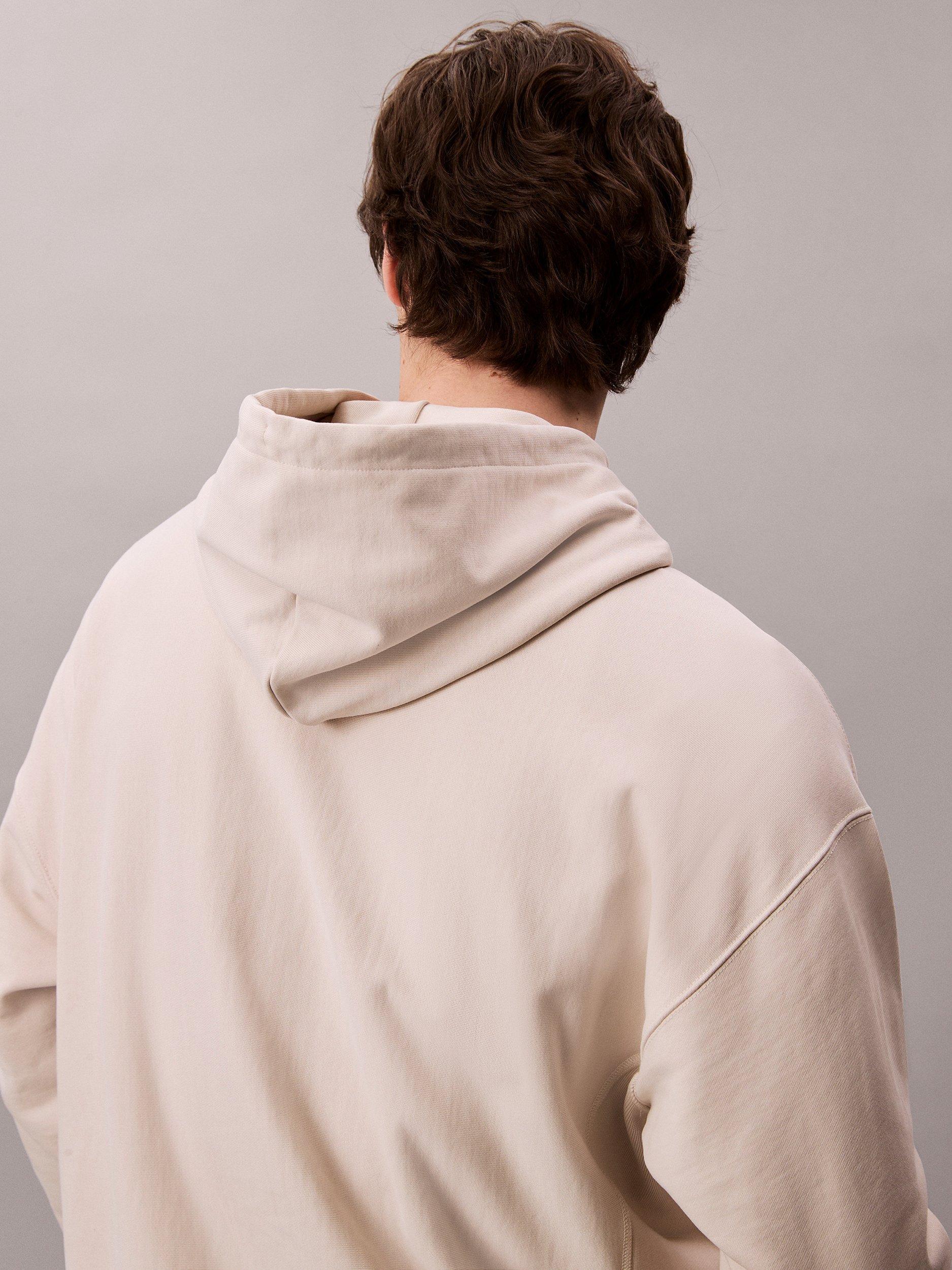 Product image 2 of 7, which shows Calvin Klein Monogram Cotton Blend Hoodie, Chalk, XS