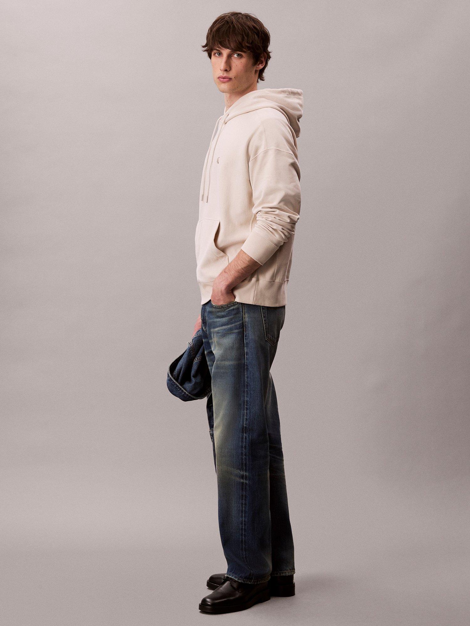 Product image 6 of 7, which shows Calvin Klein Monogram Cotton Blend Hoodie, Chalk, XS