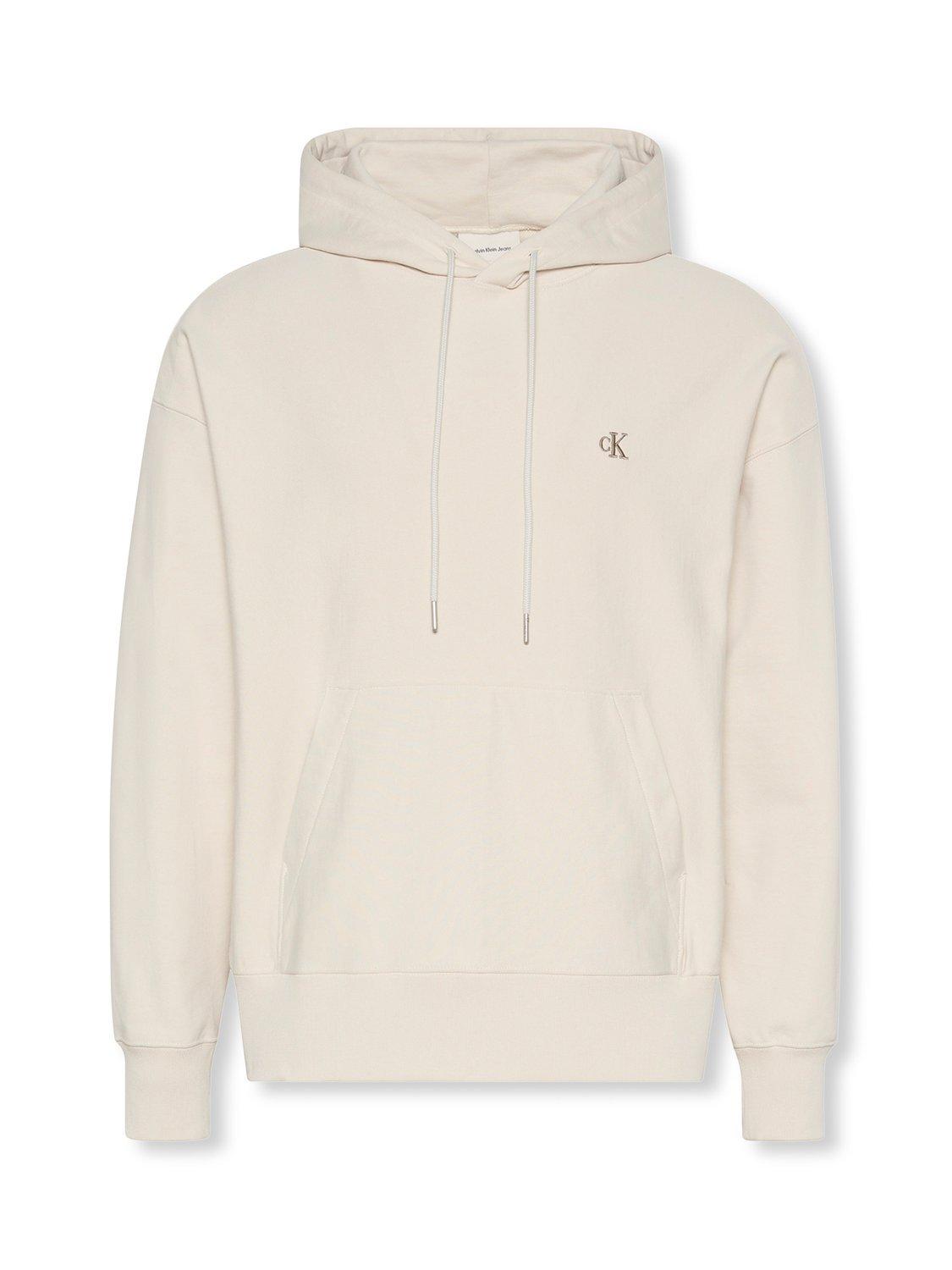 Product image 7 of 7, which shows Calvin Klein Monogram Cotton Blend Hoodie, Chalk, XS