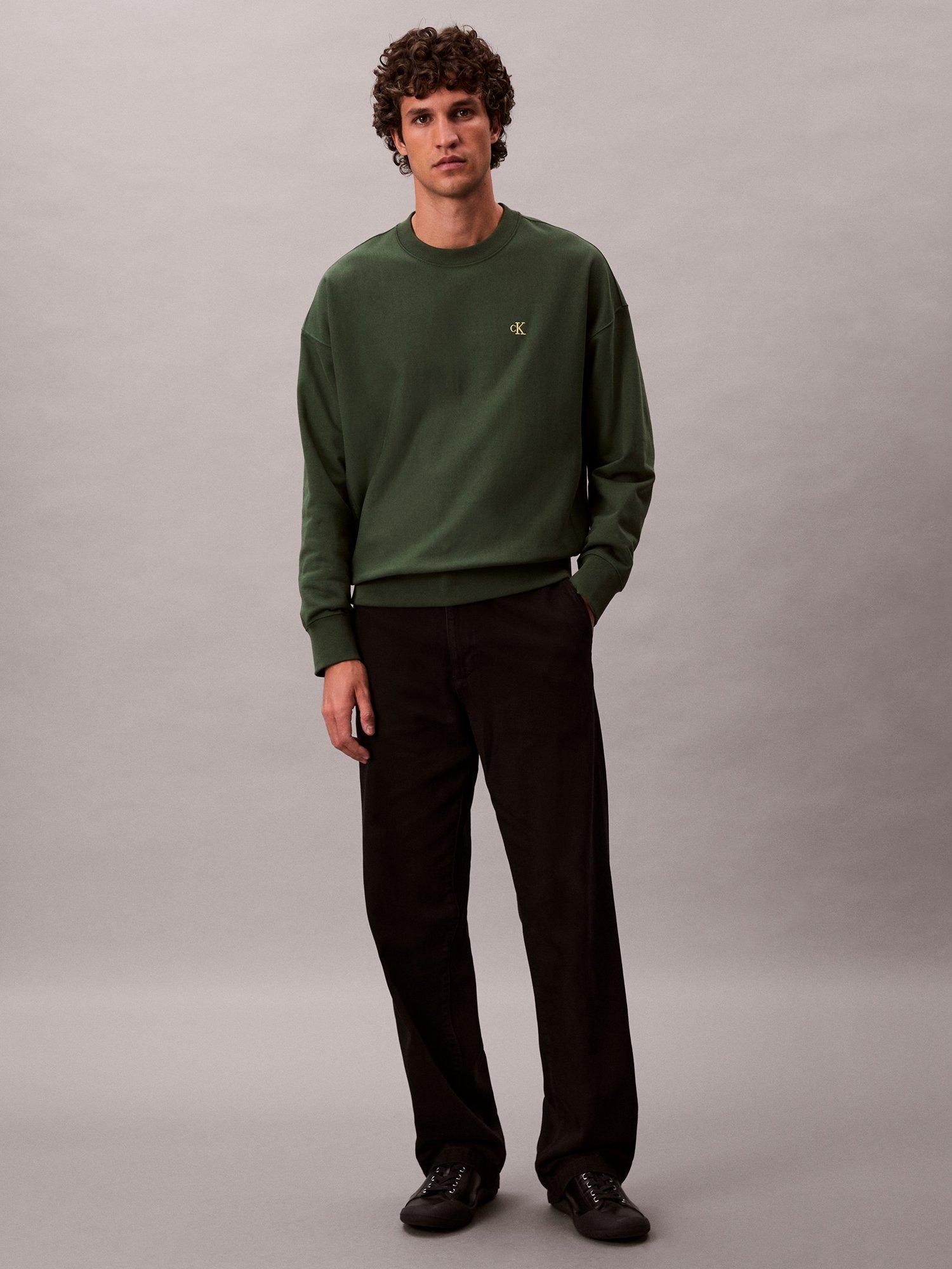 Product image 1 of 6, which shows Calvin Klein Monogram Cotton Blend Sweatshirt, Sycamore, L