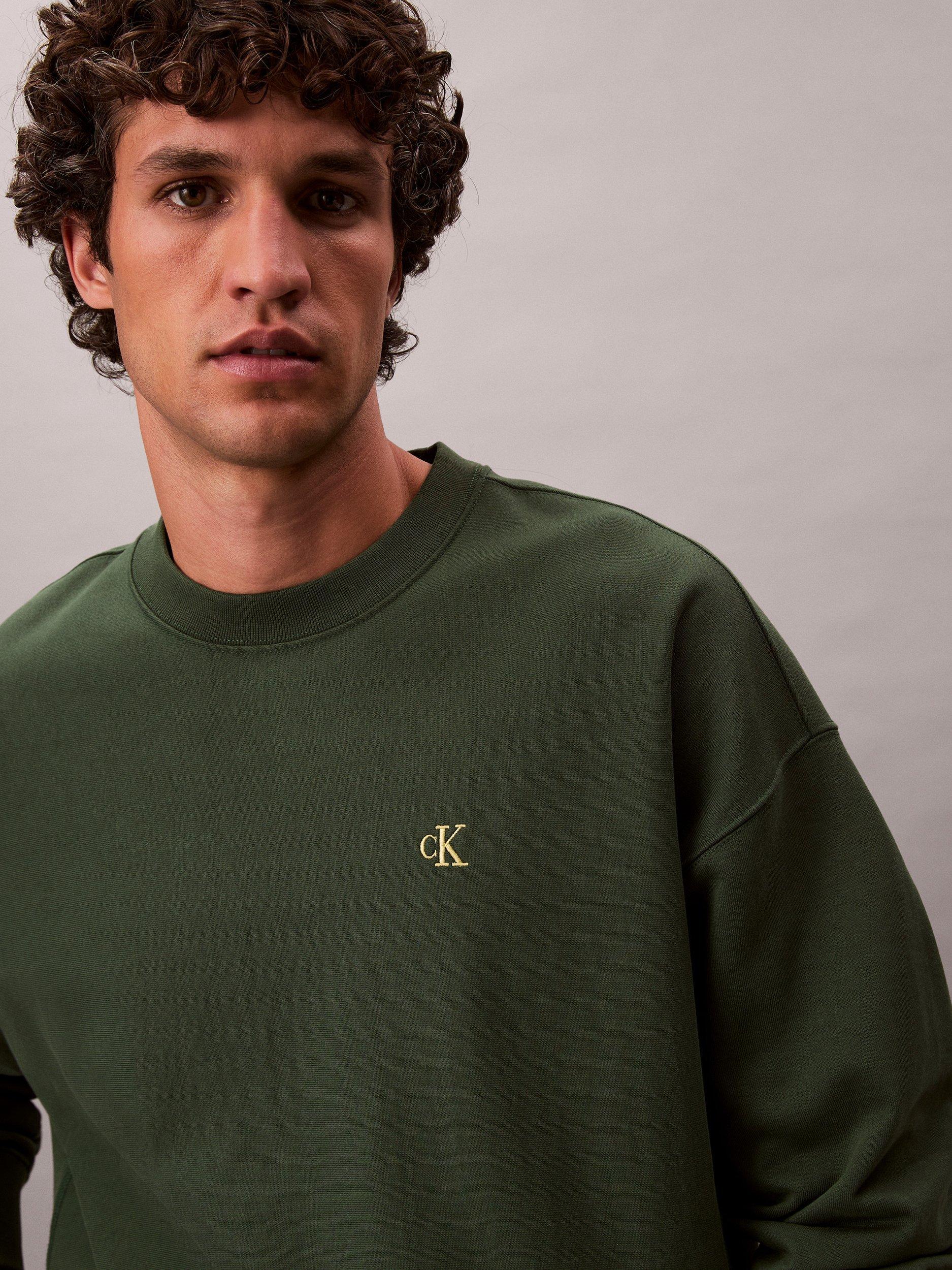 Product image 3 of 6, which shows Calvin Klein Monogram Cotton Blend Sweatshirt, Sycamore, L