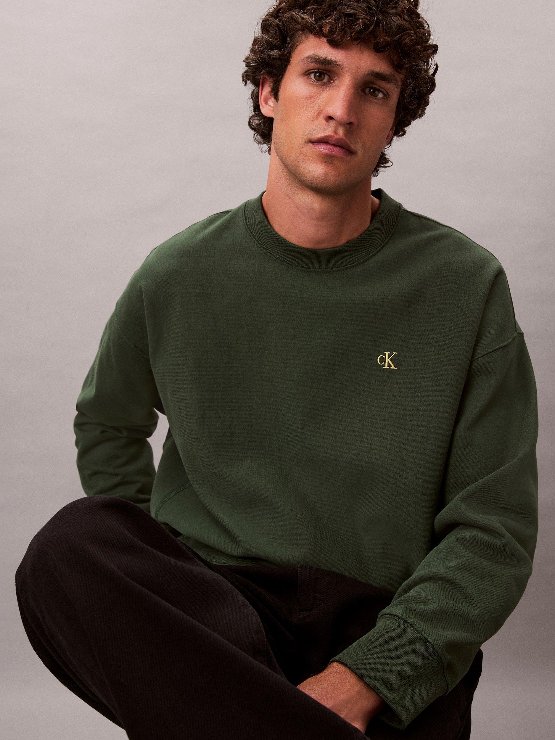 Product image 5 of 6, which shows Calvin Klein Monogram Cotton Blend Sweatshirt, Sycamore, L