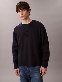 Calvin Klein Crew Neck Monogram Sweatshirt, Dark Sapphire