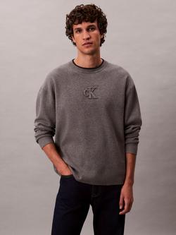 Calvin Klein Crew Neck Monogram Sweatshirt, Grey Heather