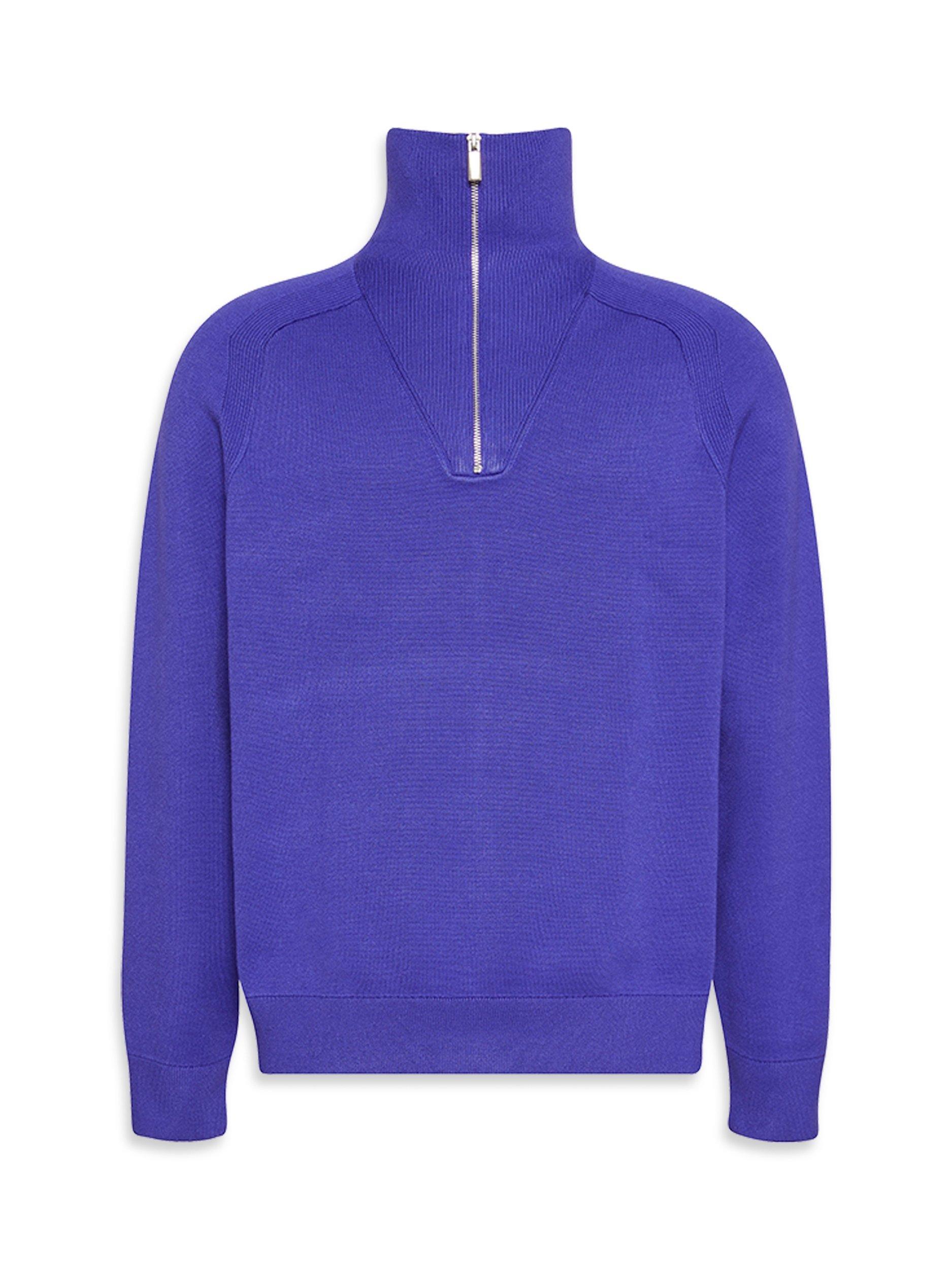 Product image 6 of 6, which shows Calvin Klein Tech Knit Quarter-Zip Jumper, Purple Craze, S