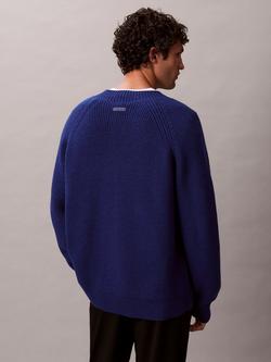Calvin Klein Wool Blend V-Neck Jumper - view 2, Bellwether Blue