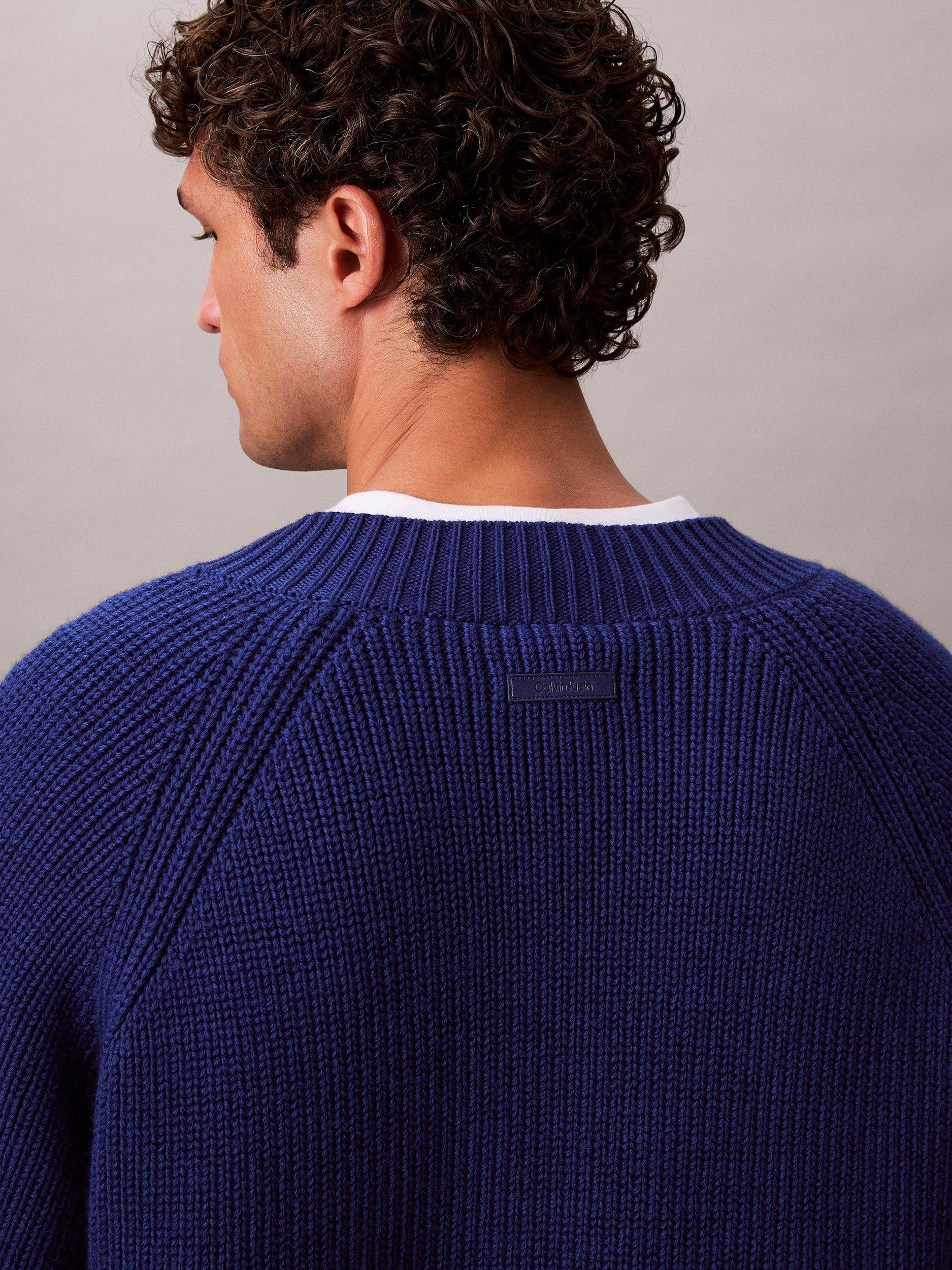 Product image 6 of 7, which shows Calvin Klein Wool Blend V-Neck Jumper, Bellwether Blue, L