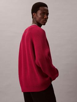 Calvin Klein Wool Blend V-Neck Jumper - view 2, Beet Red