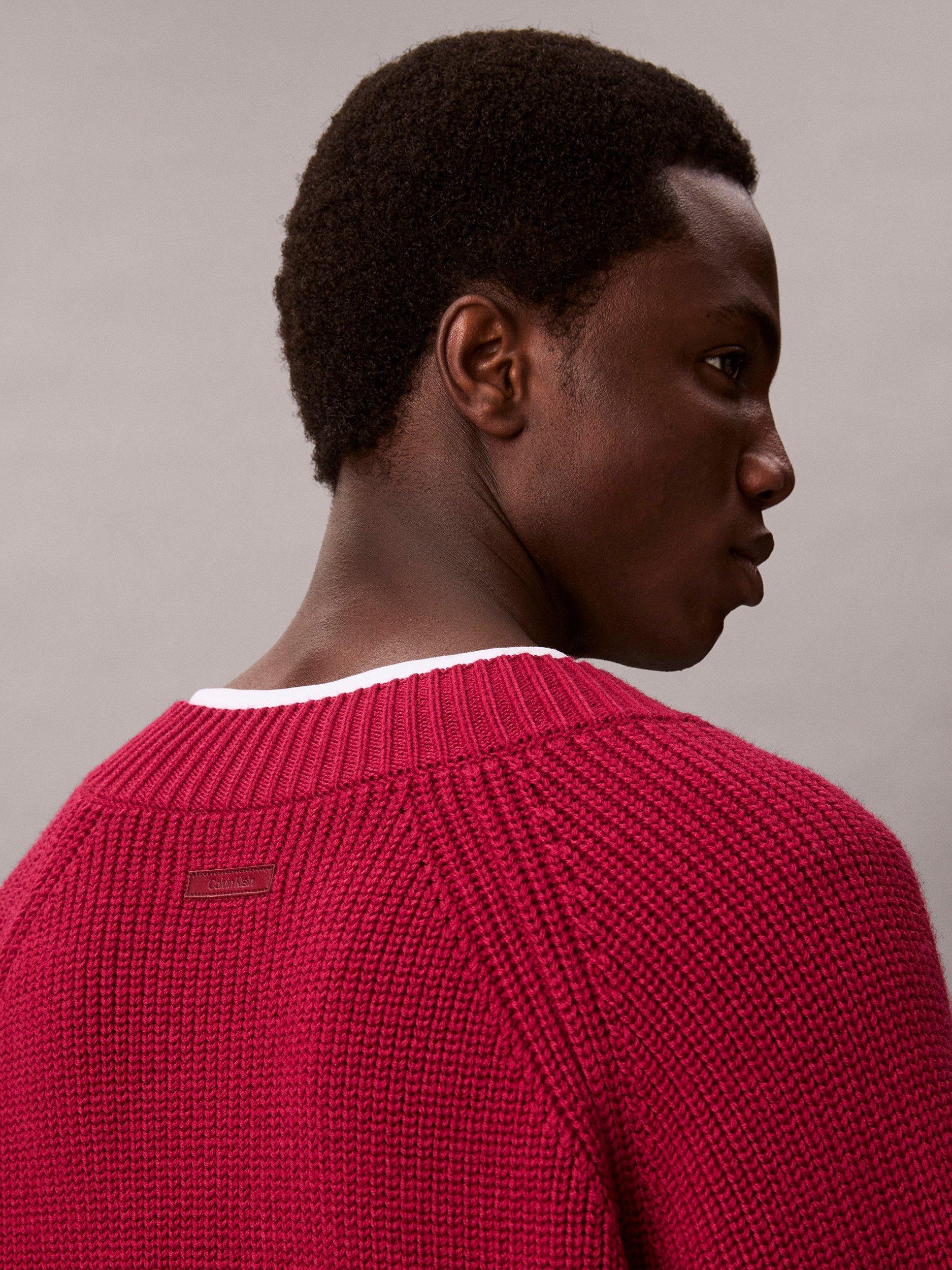Product image 6 of 7, which shows Calvin Klein Wool Blend V-Neck Jumper, Beet Red, S
