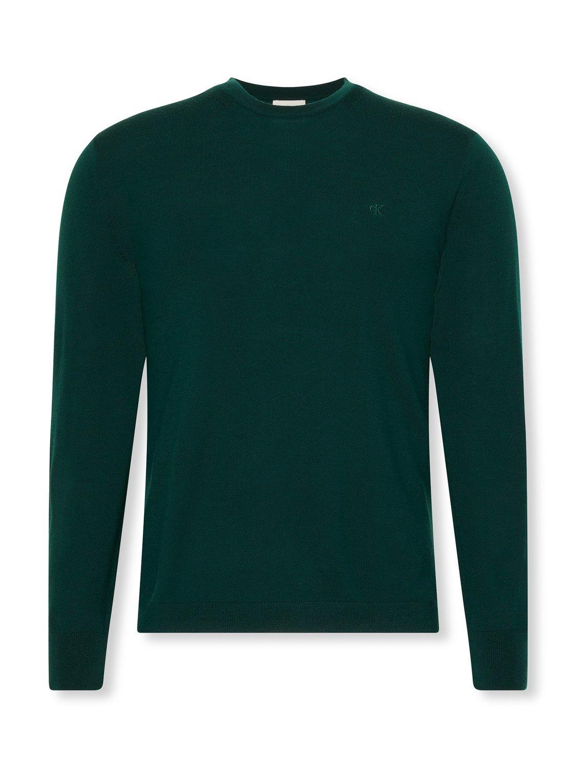 Product image 7 of 7, which shows Calvin Klein Crew Neck Monogram Wool Jumper, Miami Green, S