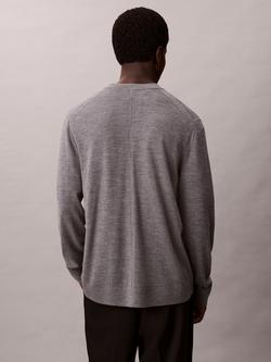 Calvin Klein Merino Wool Cardigan - view 2, Medium Grey Heather