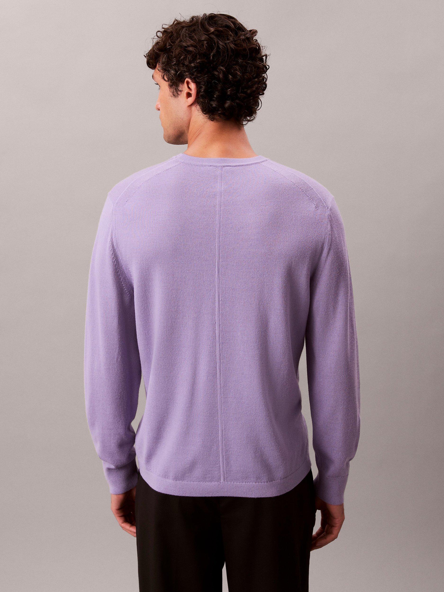 Product image 2 of 6, which shows Calvin Klein Crew Neck Monogram Wool Jumper, Daybreak, S