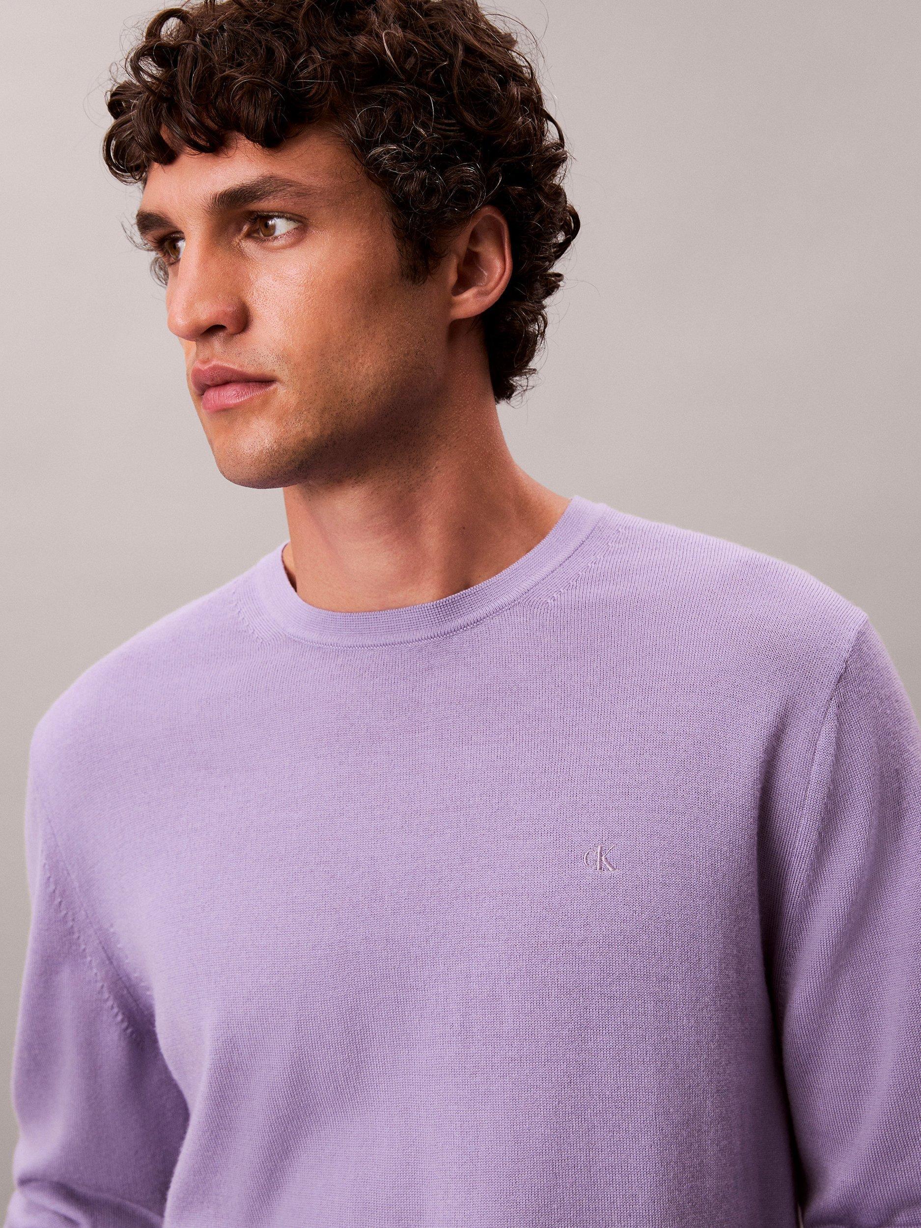 Product image 5 of 6, which shows Calvin Klein Crew Neck Monogram Wool Jumper, Daybreak, S