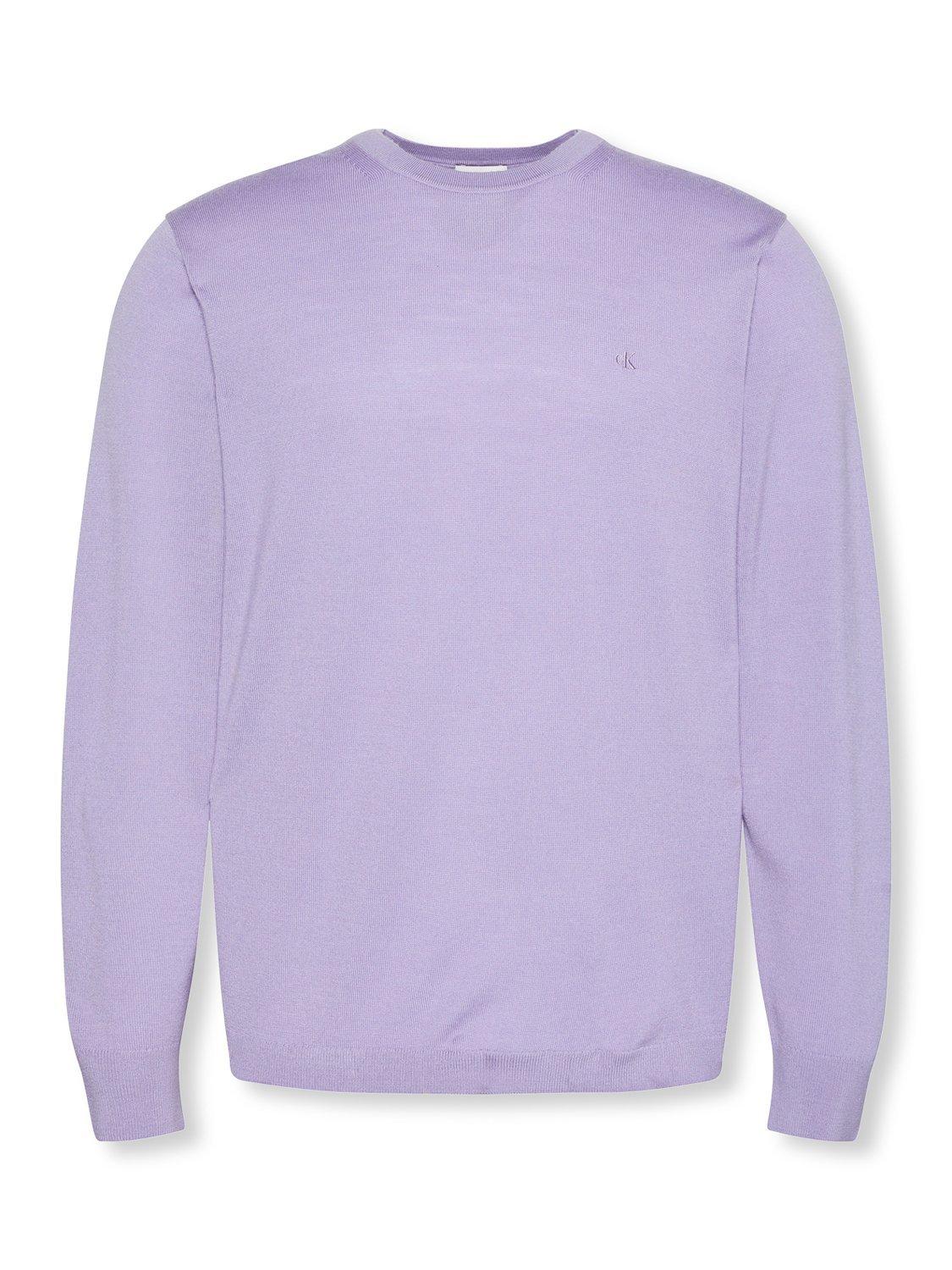 Product image 6 of 6, which shows Calvin Klein Crew Neck Monogram Wool Jumper, Daybreak, S